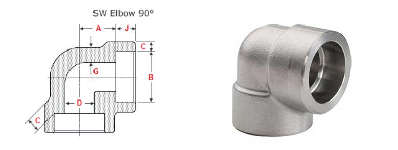 PENN 1-1/2 Inch 3000# Socket Weld 90° Elbow - 316 Stainless Steel Pipe Fitting (SS01082)